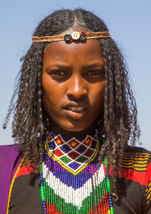 Borana tribe virgin girl during the Gada system ceremony, Oromia, Yabelo, Ethiopia