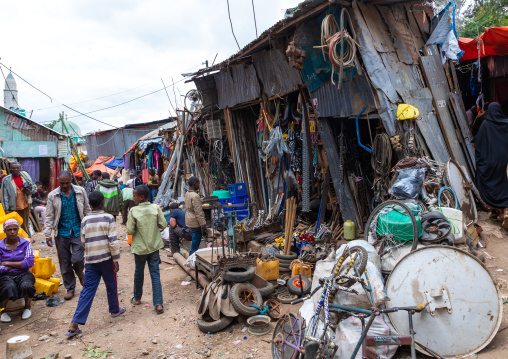 Metal market in the old town, Harari region, Harar, Ethiopia