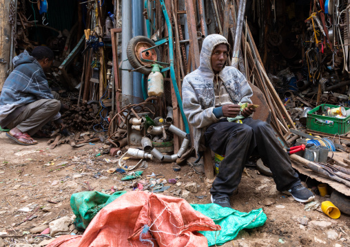 Metal market in the old town, Harari region, Harar, Ethiopia