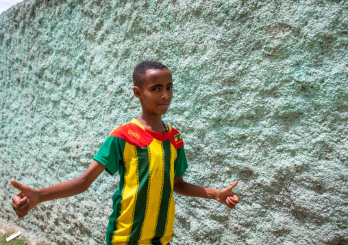 Ethiopian boy with a national football shirt, Harari region, Harar, Ethiopia