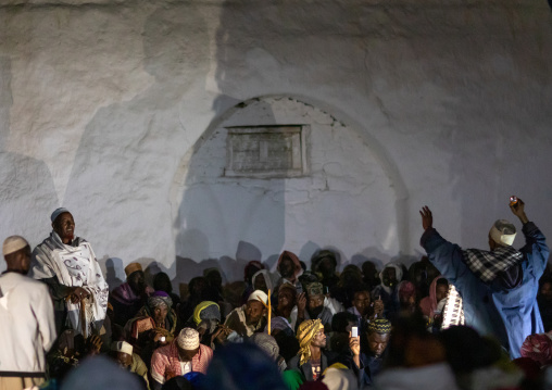 Oromo pilgrims praying in the night during the pilgrimage, Oromia, Sheik Hussein, Ethiopia