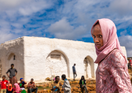 Oromo pilgrim girl in Sheikh Hussein shrine, Oromia, Sheik Hussein, Ethiopia