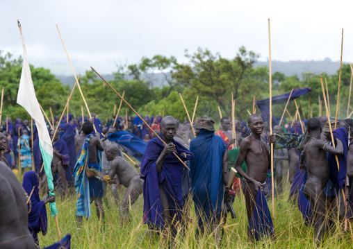 Donga stick fighting in Suri tribe, Tulgit, Omo valley, Ethiopia