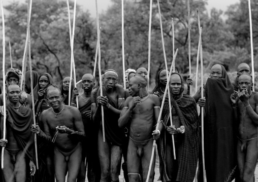 Donga stick fighting in Suri tribe, Tulgit, Omo valley, Ethiopia