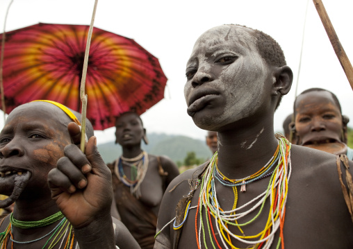 Suri Women With Stretched Lip, Kibbish Village, Omo Valley, Ethiopia