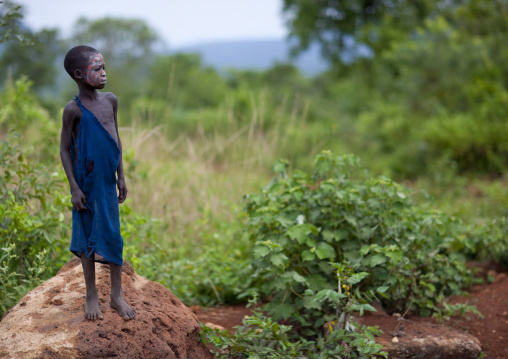 Surma Boy With Painted Face, Kibbish Village, Omo Valley, Ethiopia