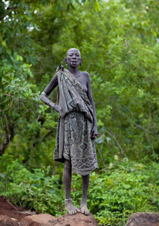 Old Suri Woman With Stretched Lip, Kibbish Village, Omo Valley, Ethiopia