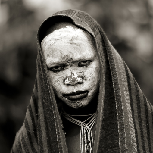 Young Suri Woman With Painted Face, Kibbish Village, Omo Valley, Ethiopia