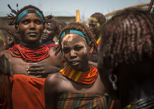 Women dancing during the proud ox ceremony in the Dassanech tribe, Turkana County, Omorate, Ethiopia