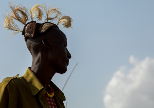 Tribe warriors during the proud ox ceremony in the Dassanech tribe, Turkana County, Omorate, Ethiopia