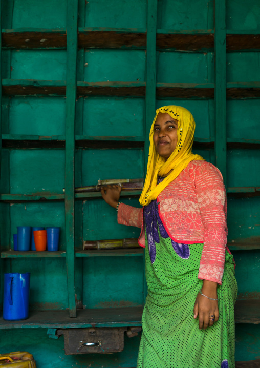 Muslim woman in her bar, Omo valley, Jinka, Ethiopia