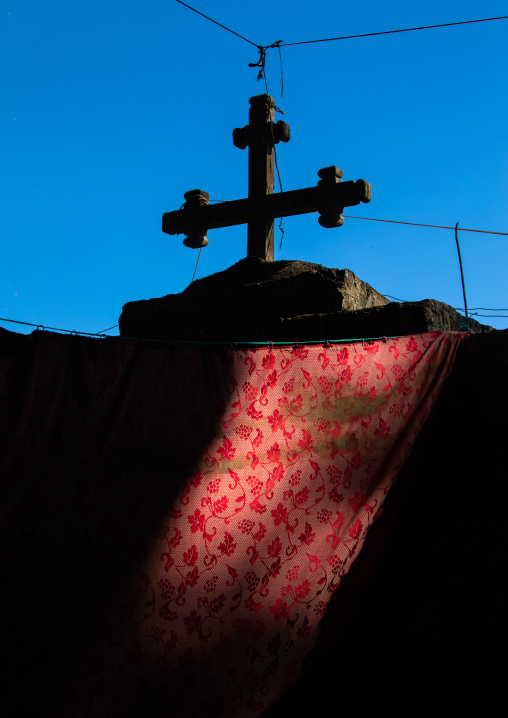 Orthodox cross in nakuto lab rock church, Amhara Region, Lalibela, Ethiopia
