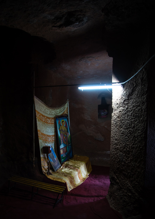 Inside bete gabriel rafael twin church, Amhara Region, Lalibela, Ethiopia