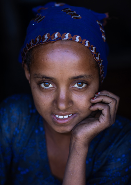 Portrait of a smiling raya tribe girl, Afar Region, Chifra, Ethiopia