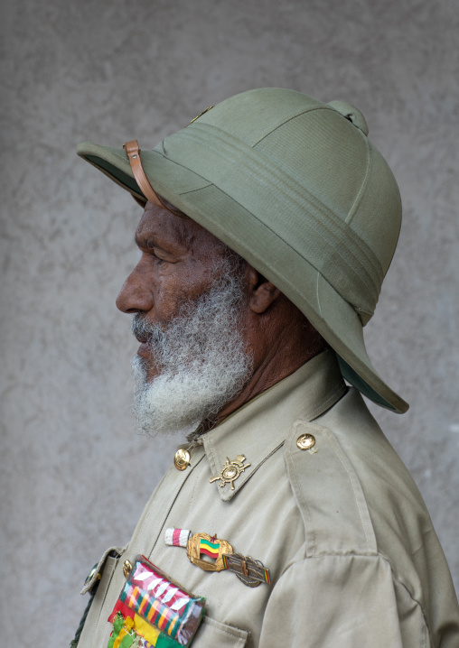 Veteran from the italo-ethiopian war in army uniform, Addis Abeba region, Addis Ababa, Ethiopia