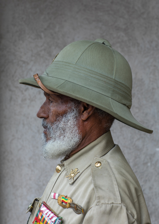Veteran from the italo-ethiopian war in army uniform, Addis Abeba region, Addis Ababa, Ethiopia