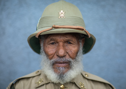 Veteran from the italo-ethiopian war in army uniform, Addis Abeba region, Addis Ababa, Ethiopia