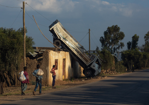 Truck accident ialong a road in a village, Harari Region, Harar, Ethiopia