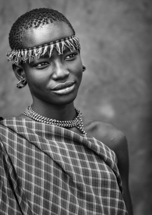 Miss Domoget, Bodi Tribe Woman With Headband, Hana Mursi, Omo Valley, Ethiopia