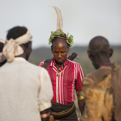 Hamar Tribe Men At Bull Jumping Ceremony, Turmi, Omo Valley, Ethiopia