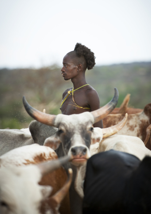 Hamer Jumper During Bull Jumping Ceremony, Turmi, Omo Valley, Ethiopia