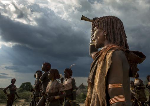 Hamar Tribe Woman During Bull Jumping Ceremony, Turmi, Omo Valley, Ethiopia