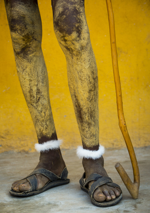 Painted Legs Of A Dassanech Tribe Man, Omorate, Omo Valley, Ethiopia