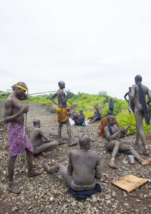 Bodi Tribe Preparing The Kael Ceremony, Hana Mursi, Omo Valley, Ethiopia