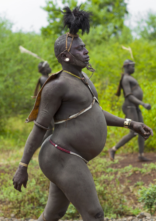 Bodi Tribe Fat Men During Kael Ceremony, Hana Mursi, Omo Valley, Ethiopia