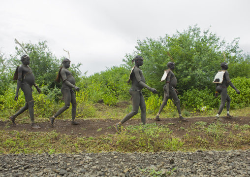 Bodi Tribe Fat Men Going To The Kael Ceremony, Hana Mursi, Omo Valley, Ethiopia
