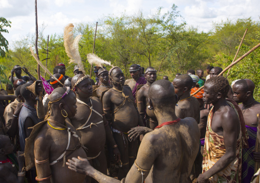 Bodi Tribe Fat Men During Kael Ceremony, Hana Mursi, Omo Valley, Ethiopia