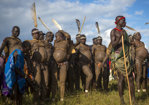 Bodi Tribe Fat Men During Kael Ceremony, Hana Mursi, Omo Valley, Ethiopia