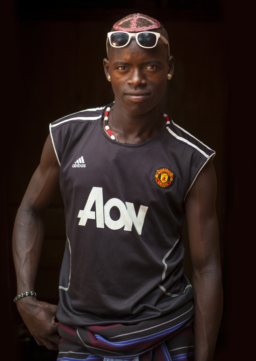 Hamer Tribe Man With A Manchester United  Football Shirt, Turmi, Omo Valley, Ethiopia