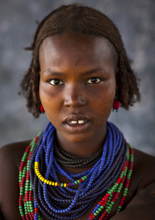Dassanech Tribe Young Woman, Omorate, Omo Valley, Ethiopia