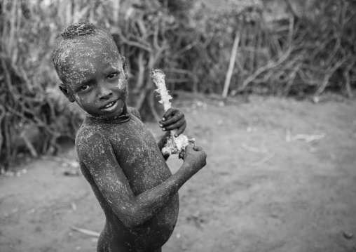 Dassanech Tribe Warriors Sharing Cow Meat During A Ceremony, Omorate, Omo Valley, Ethiopia