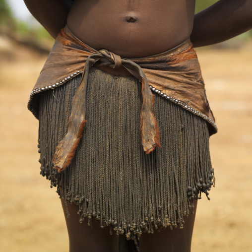 A tsemay woman skin loincloth, Omo valley, Ethiopia