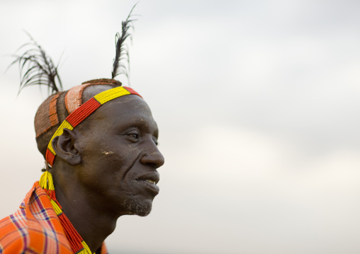 Portrait Of A Karo Tribe Man With Mud Bun And Black Feathers, Korcho Village, Omo Valley, Ethiopia