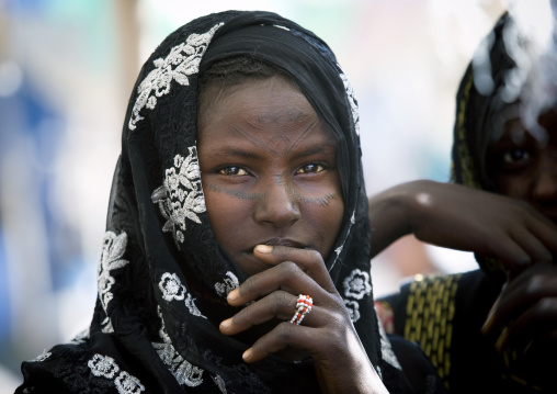 Afar tribe woman with scarifications on her face, Assaita, Afar regional state, Ethiopia