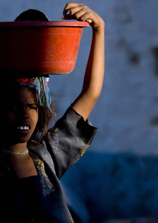 Harari Woman With Bowl On Head, Harar, Ethiopia