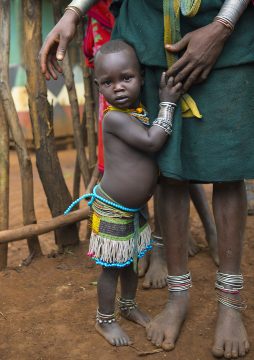 Suri tribe woman girl and her mother, Kibish, Omo valley, Ethiopia