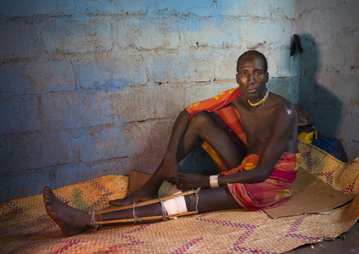 Suri Man Wounded By The Police, Tulgit Dispensary, Omo Valley, Ethiopia