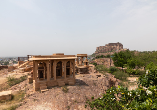 Jaswant thada mausoleum with Mehrangarh fort, Rajasthan, Jodhpur, India