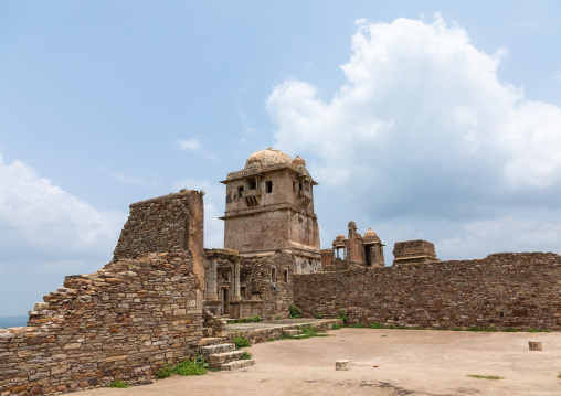 The ruined rana kumbha palace inside the medieval Chittorgarh fort complex, Rajasthan, Chittorgarh, India