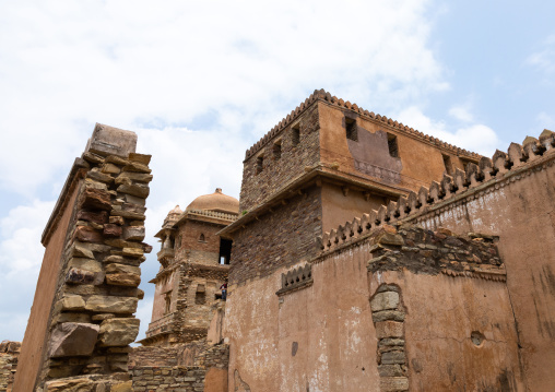 The ruined rana kumbha palace inside the medieval Chittorgarh fort complex, Rajasthan, Chittorgarh, India