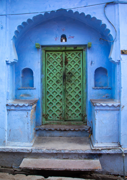 Old blue house of a brahmin, Rajasthan, Bundi, India