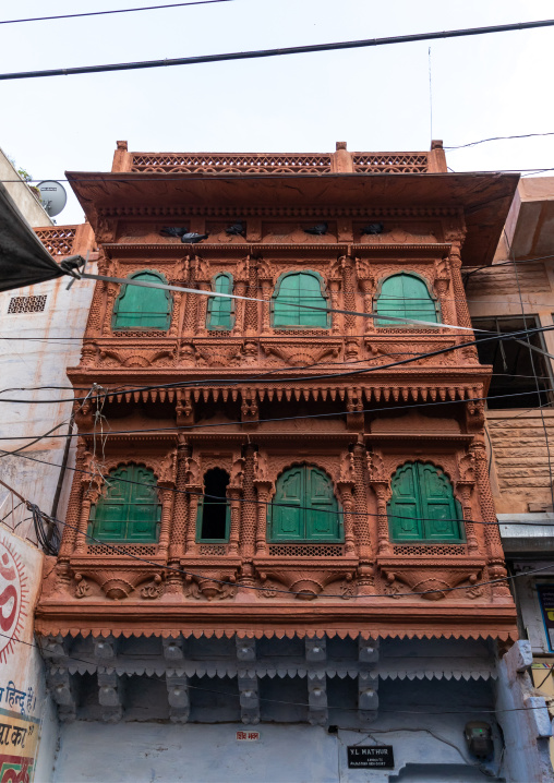 Old balcony of a haveli, Rajasthan, Jodhpur, India