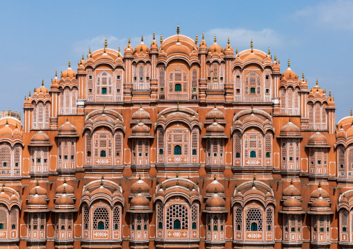 Front of the Hawa Mahal the palace of winds, Rajasthan, Jaipur, India