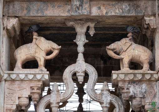 Elephants statutes in Raniji ki baori called the queen's stepwell, Rajasthan, Bundi, India
