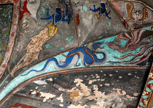 Taragarh fort murals depicting a dragon, Rajasthan, Bundi, India