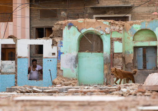 Destroyed house in the old city, Rajasthan, Bikaner, India